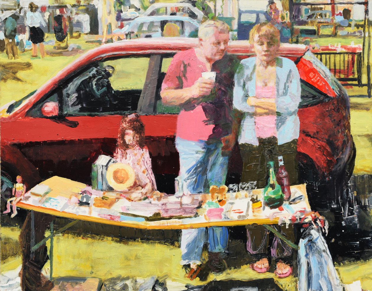 Car boot sale, 2011 (olie på plade) af Trevor Burgess