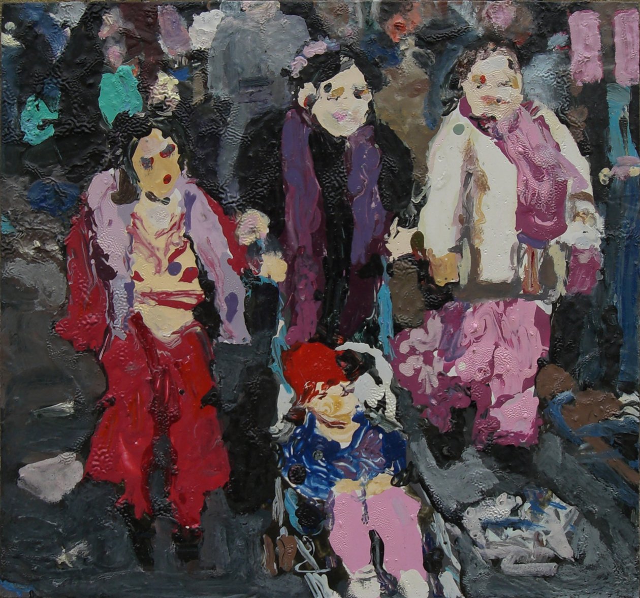 Family shopping, 2004 (olie på plade) af Trevor Burgess