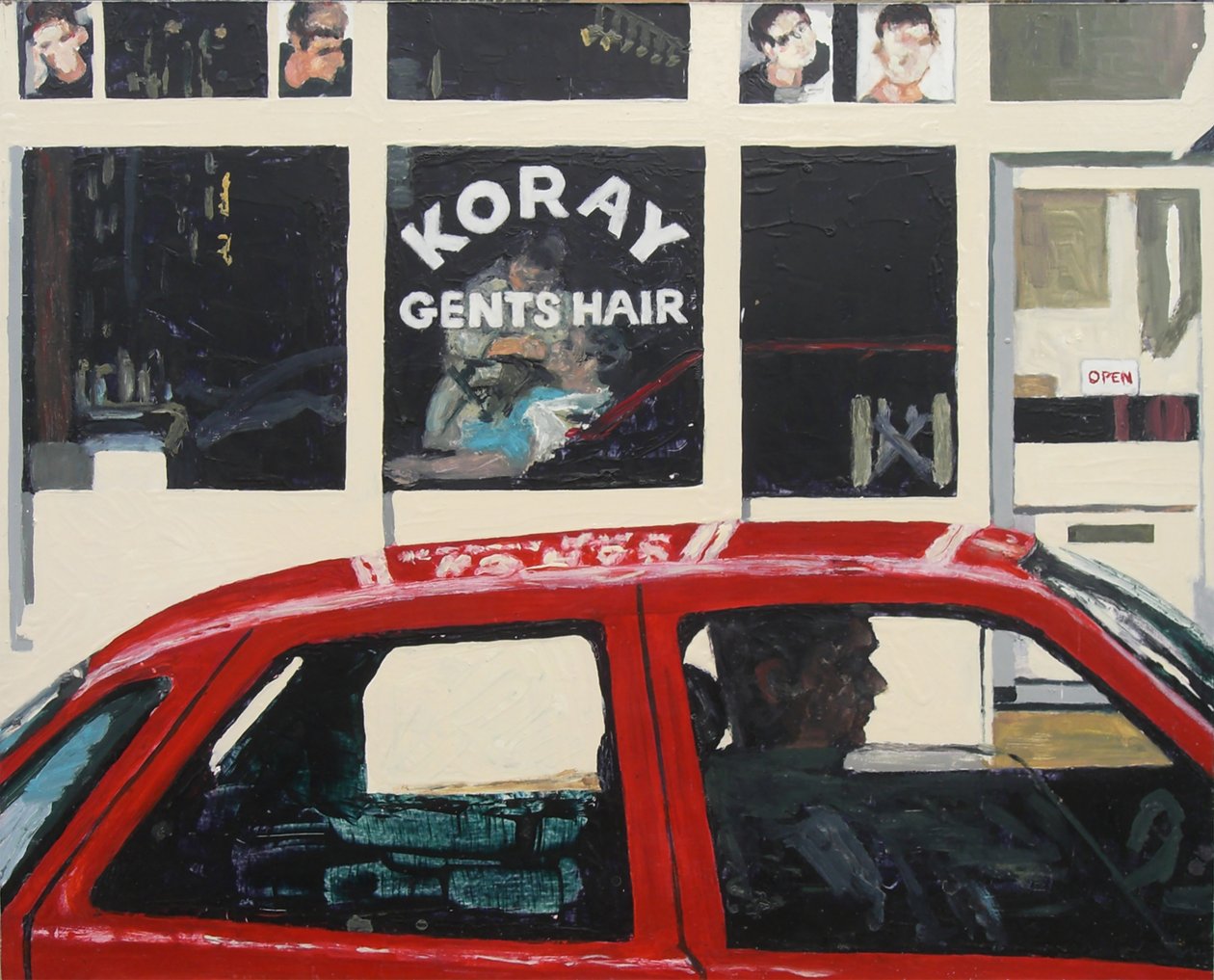 Koray Gents Hair, 2003 (olie på plade) af Trevor Burgess