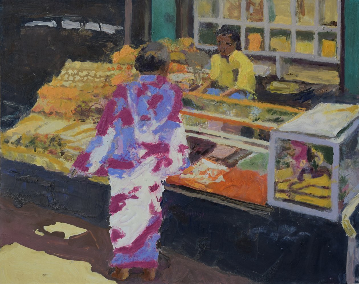 Markedsbod (Mumbai), 2016 (olie på lærred) af Trevor Burgess