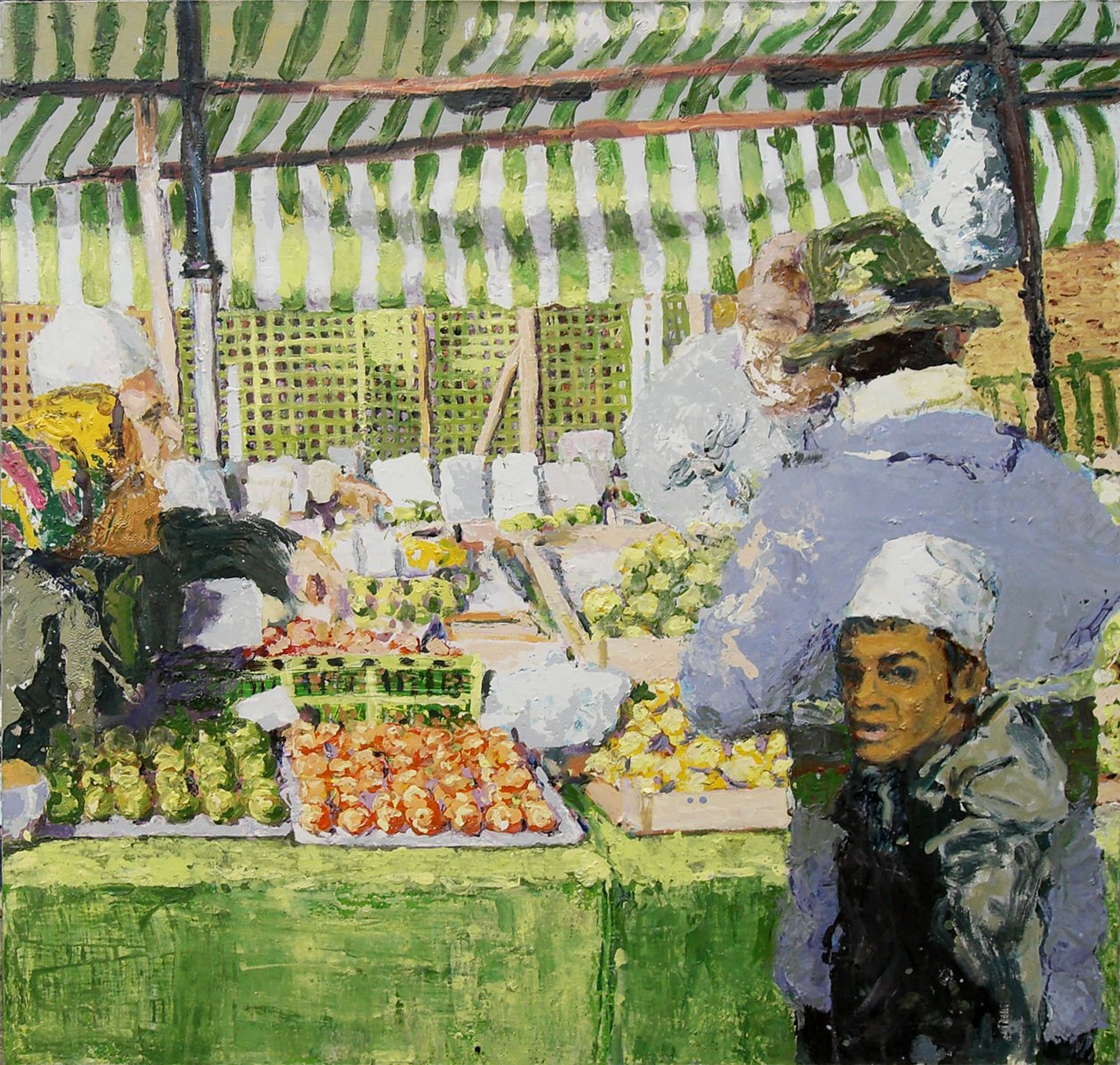 Markedsbod (Ridley Road, London), 2003 (olie på lærred) af Trevor Burgess