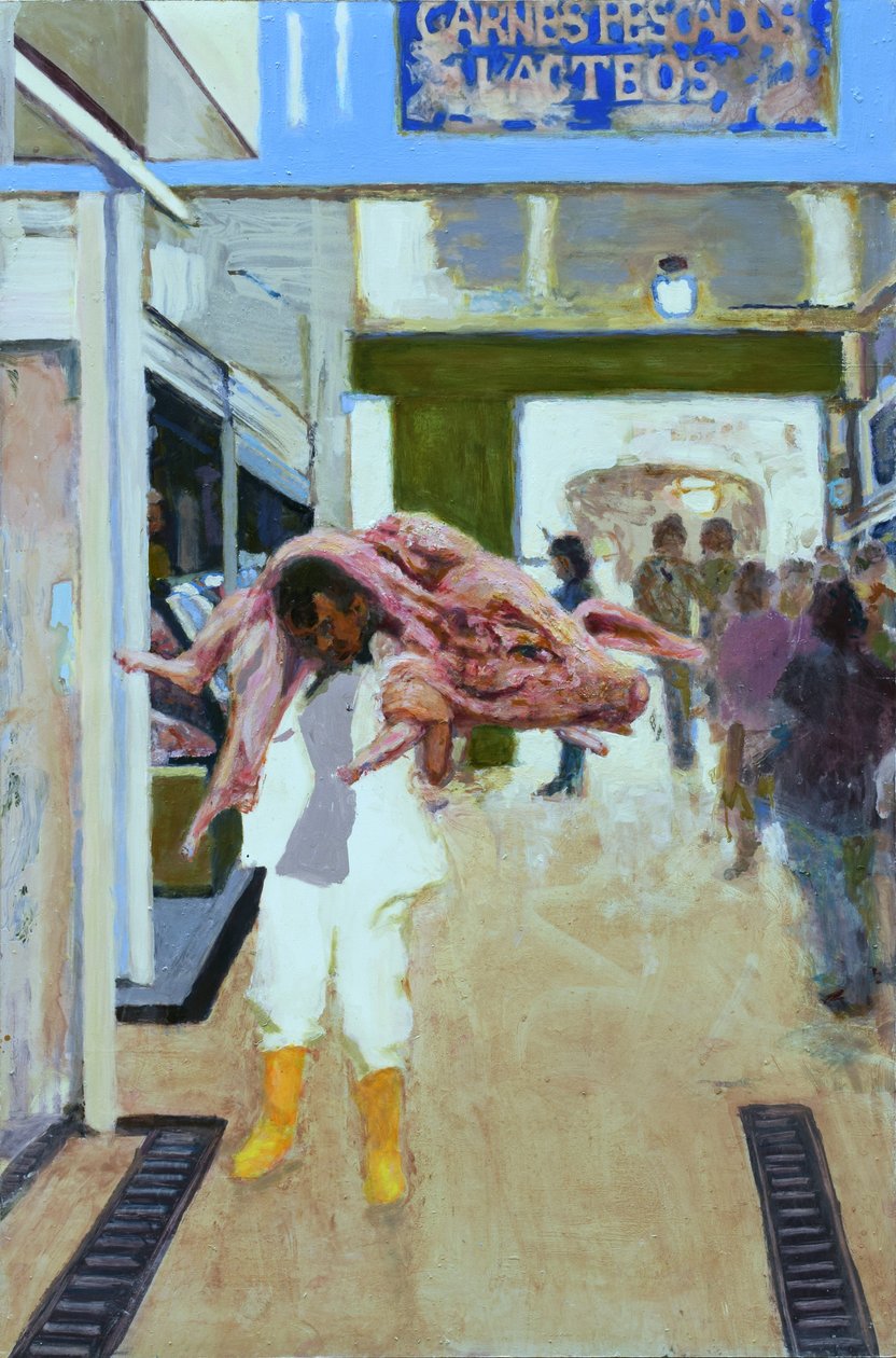 Pig to Bacon (Bogotá, Colombia), 2015 (olie på plade) af Trevor Burgess