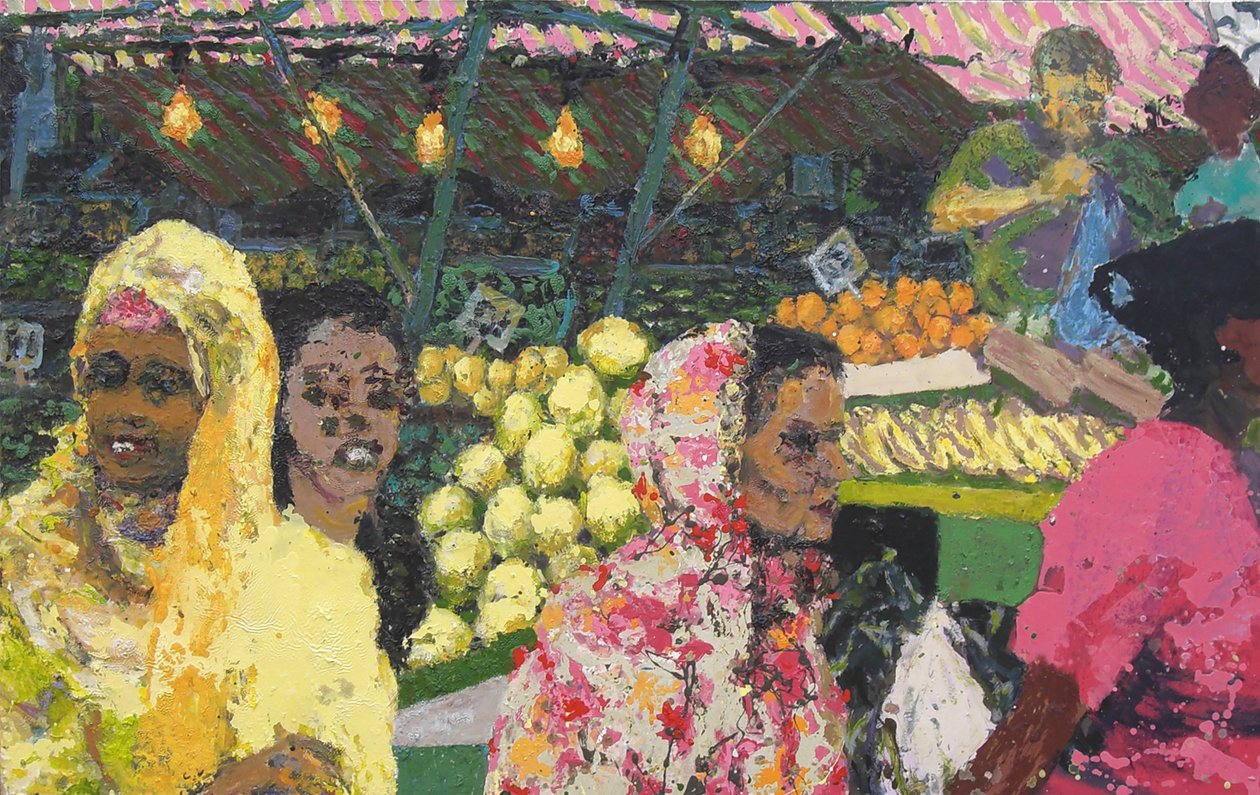 Ridley Road Market (London), 2002 (olie på lærred) af Trevor Burgess