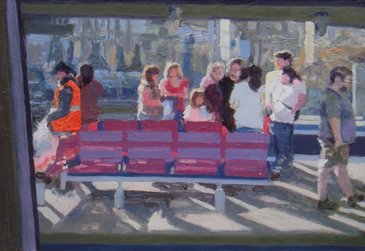 Set gennem togvinduet, 2010 (olie på plade) af Trevor Burgess