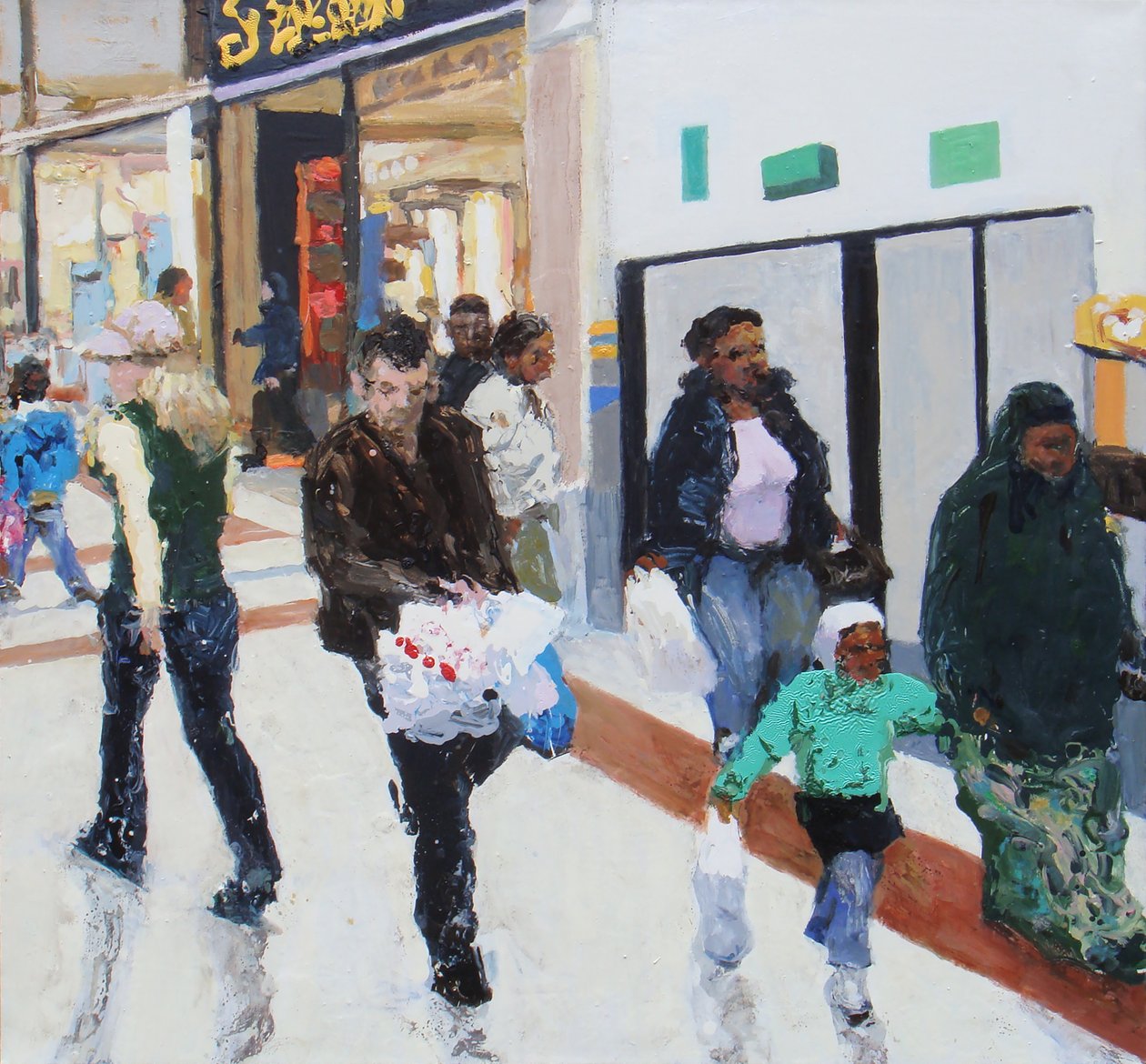 Shoppers 2, 2009 (olie på lærred) af Trevor Burgess
