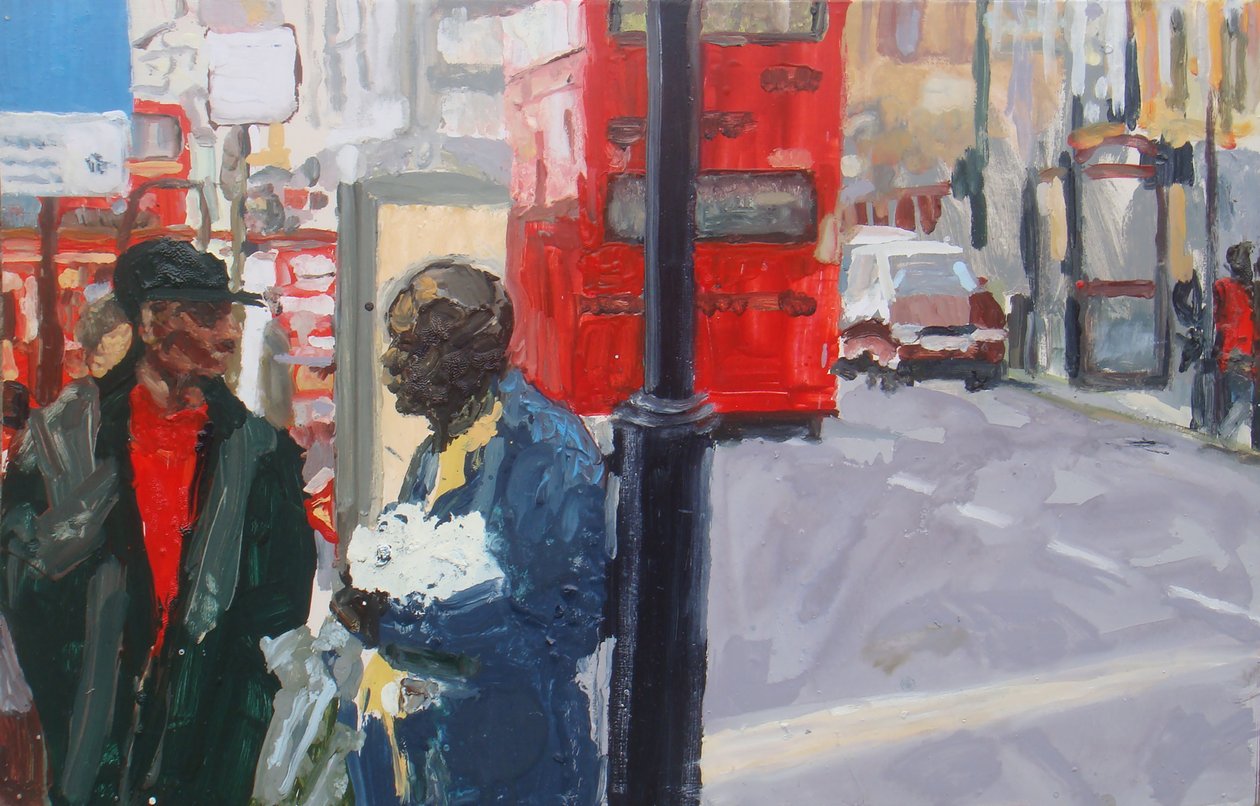 Gadesamtale, 2008 (olie på plade) af Trevor Burgess