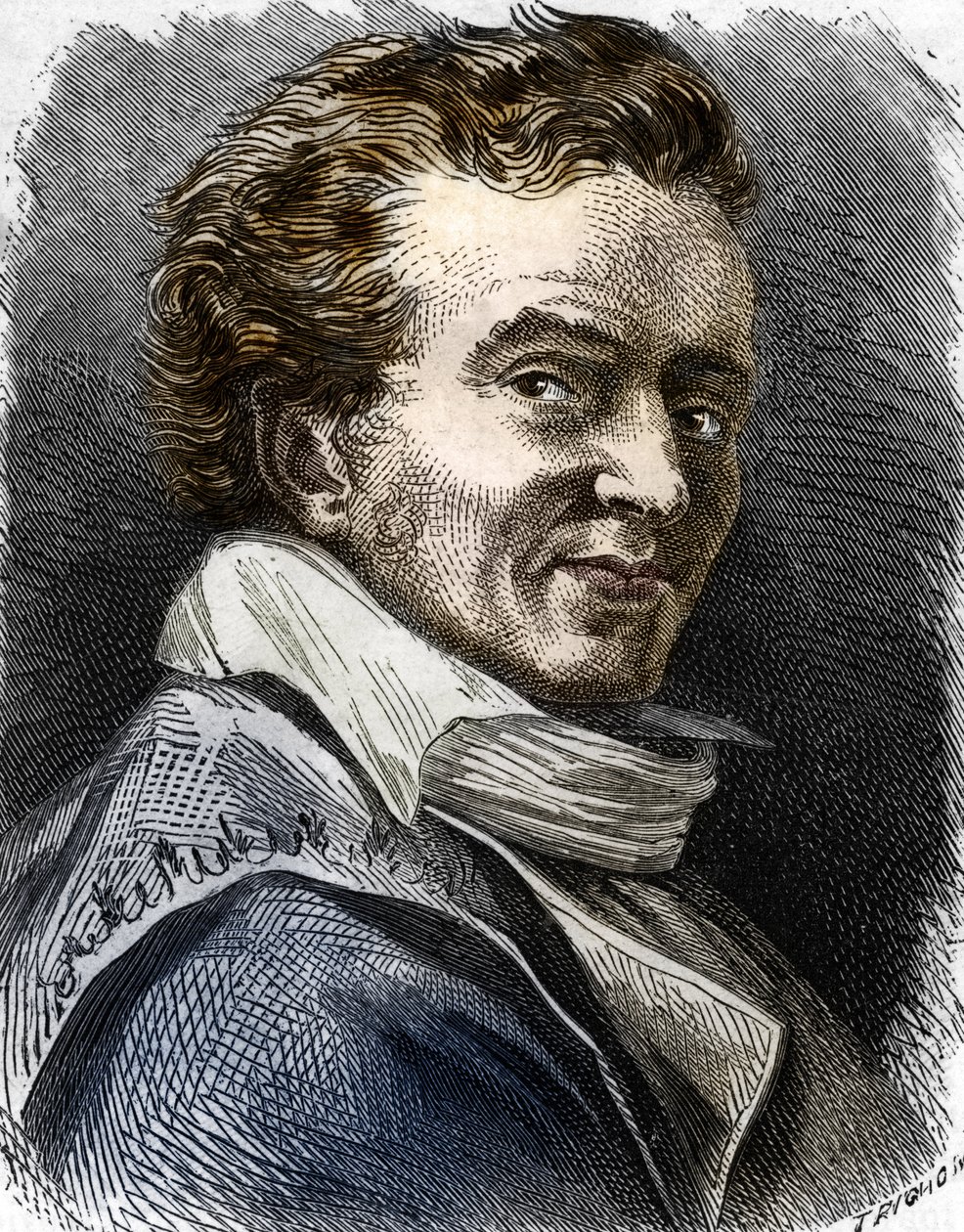 Portræt af Dominique Vivant Denon (1747-1825), gravør, forfatter, diplomat, administrator (Portræt af den franske kunstner, diplomat og forfatter Dominique Vivant, Baron Denon) Gravering Privat samling af Trichon (after)
