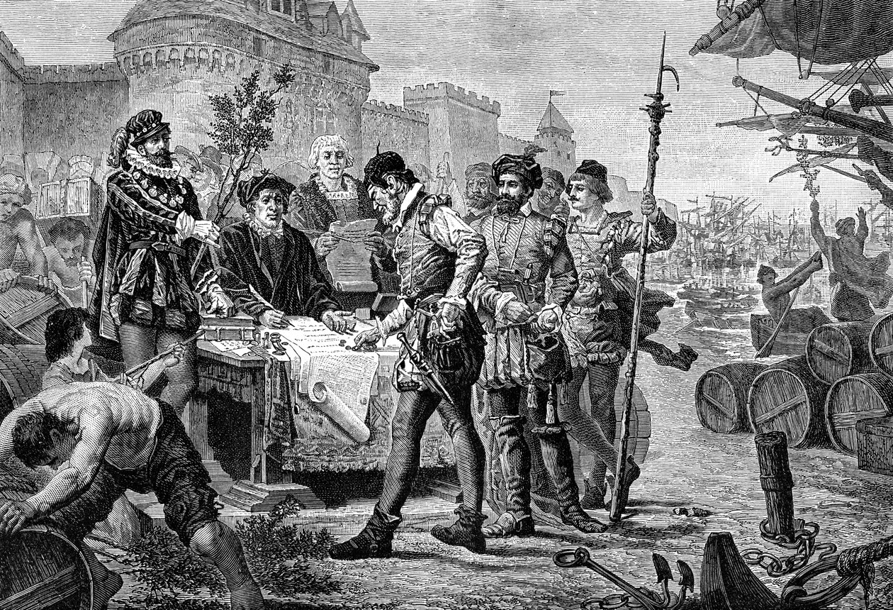 Betaling af det gamle gebyr for cyprestræet, Bordeaux, Frankrig, 1453 1882-1884 af Trichon
