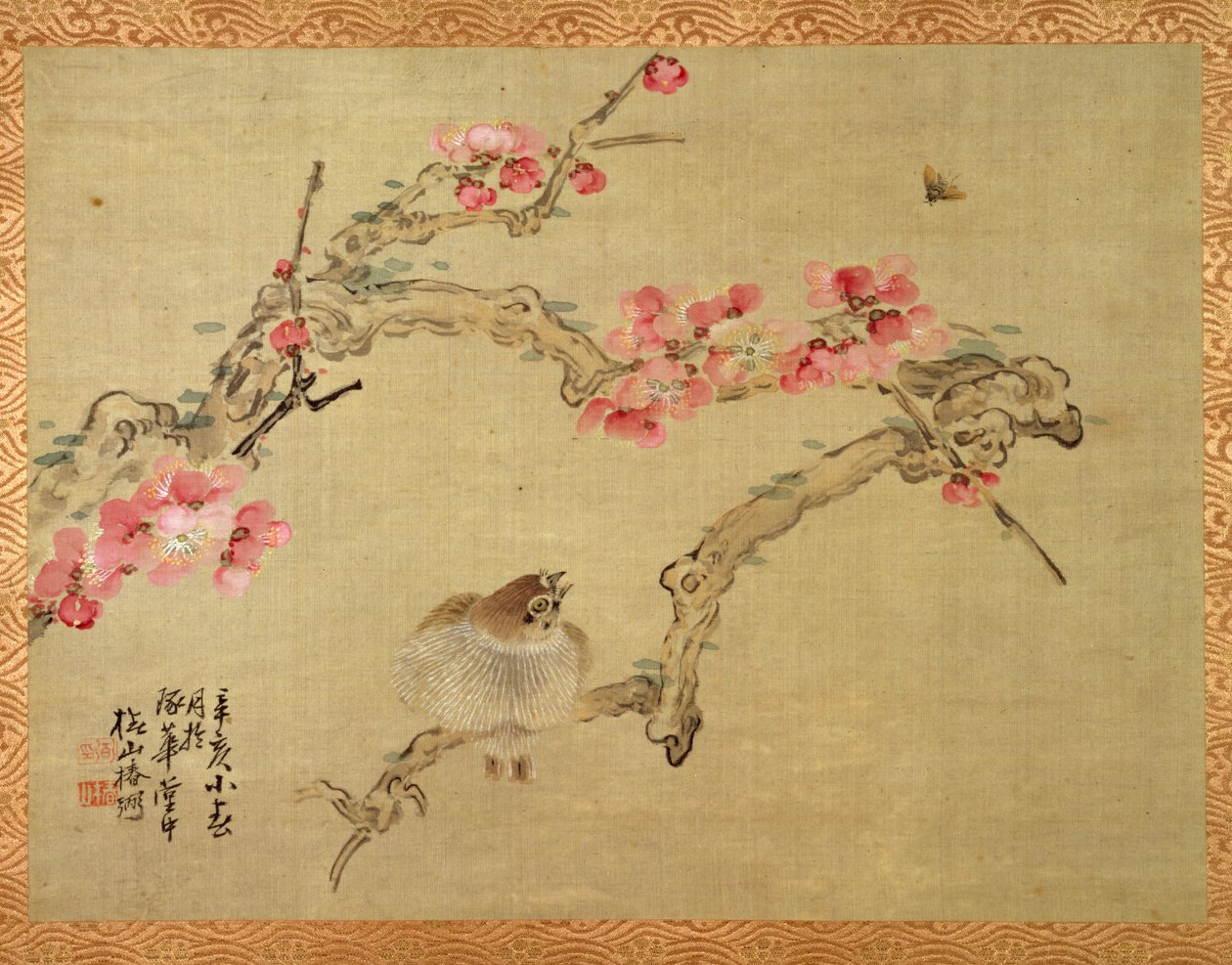 Træblomst og fugl, 1851 (akvarel på silke) af Tsubaki Chinzan