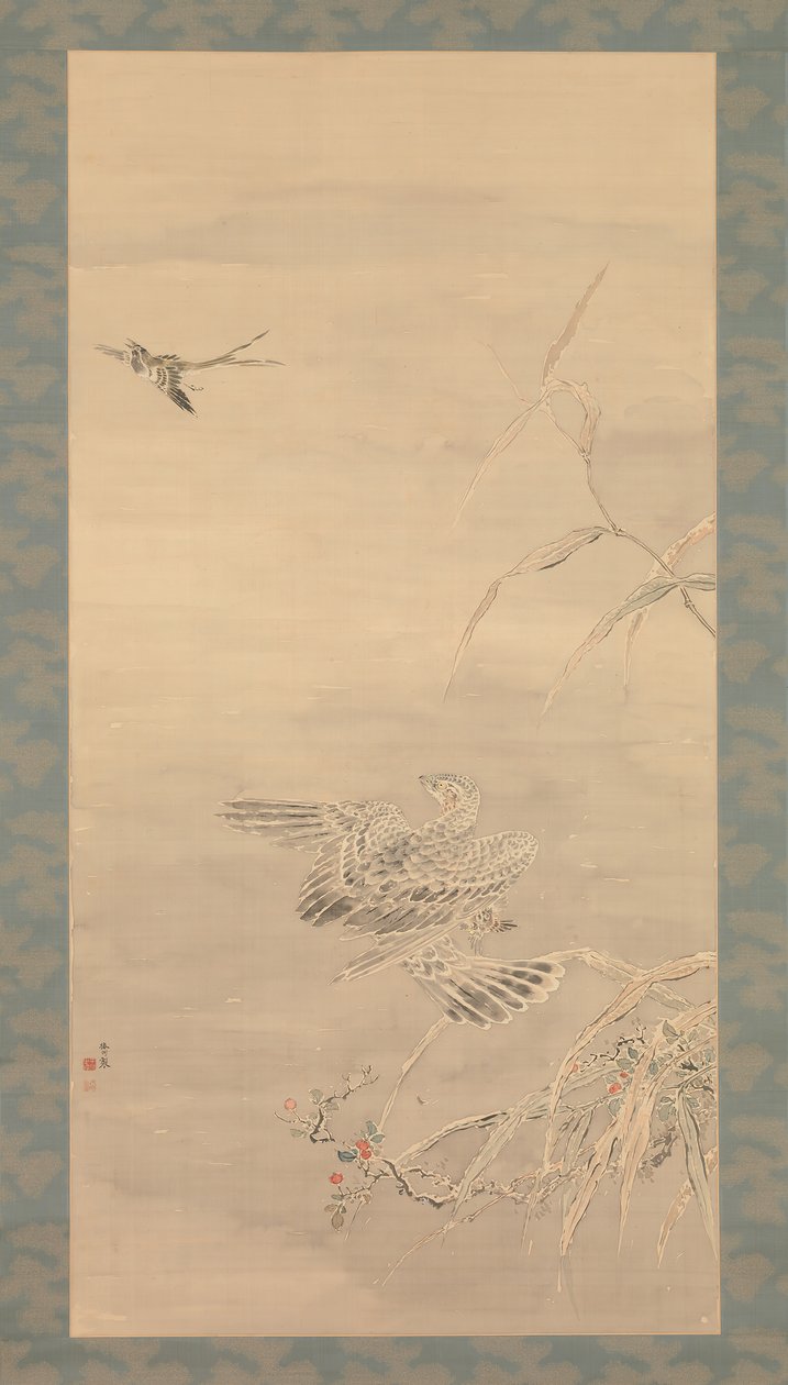 Hawk Grasping a Small Bird, 1800-tallet. af Tsubaki Chinzan