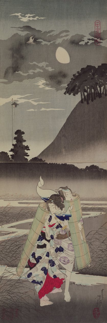 Rural Genji, 1885 (farvet træbloktryk) af Tsukioka Yoshitoshi
