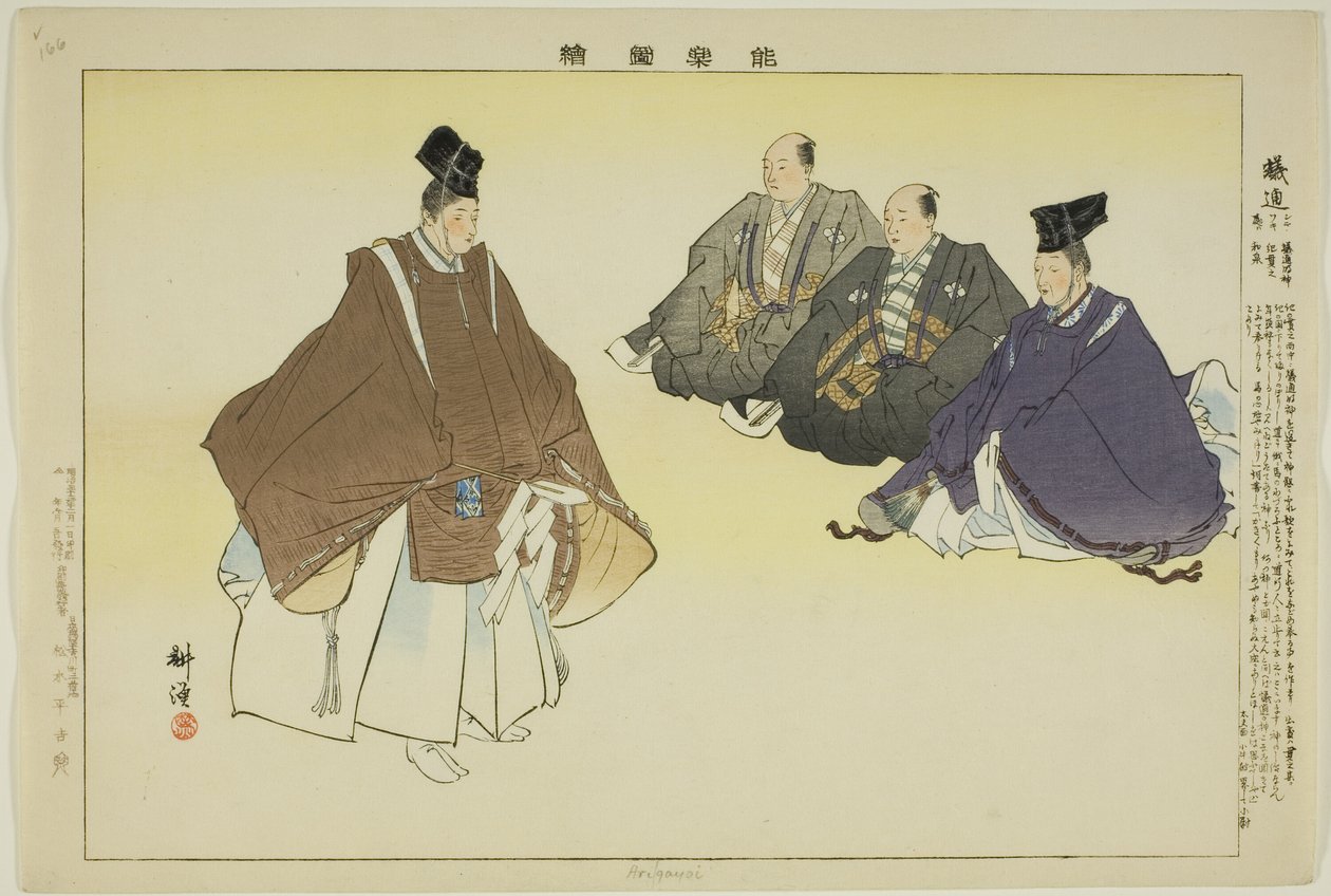 Arigayoi, fra serien "Pictures of No Performances (Nogaku Zue)" af Tsukioka Kogyo