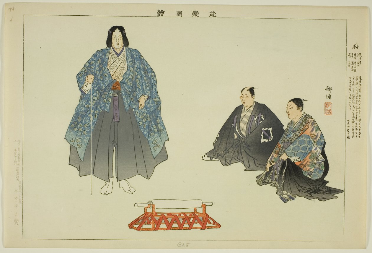 Cho (Ryo?), fra serien "Pictures of No Performances (Nogaku Zue)" af Tsukioka Kogyo