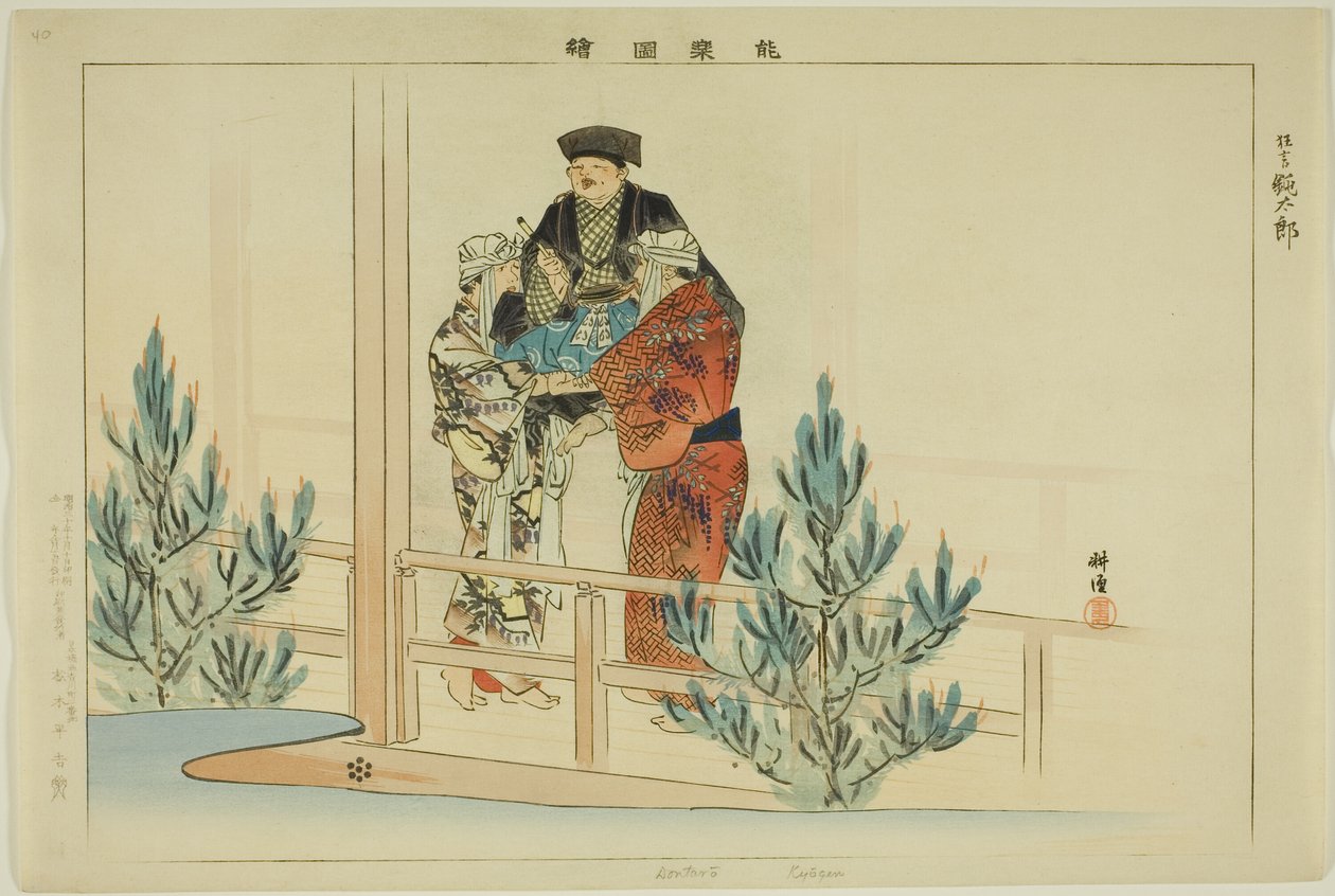 Dontaro (Kyogen), fra serien "Pictures of No Performances (Nogaku Zue)" af Tsukioka Kogyo