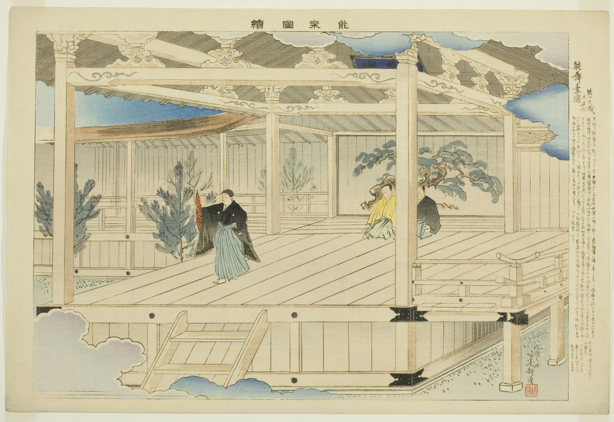 Frontispice, fra serien "Pictures of No Performances (Nogaku Zue)" af Tsukioka Kogyo