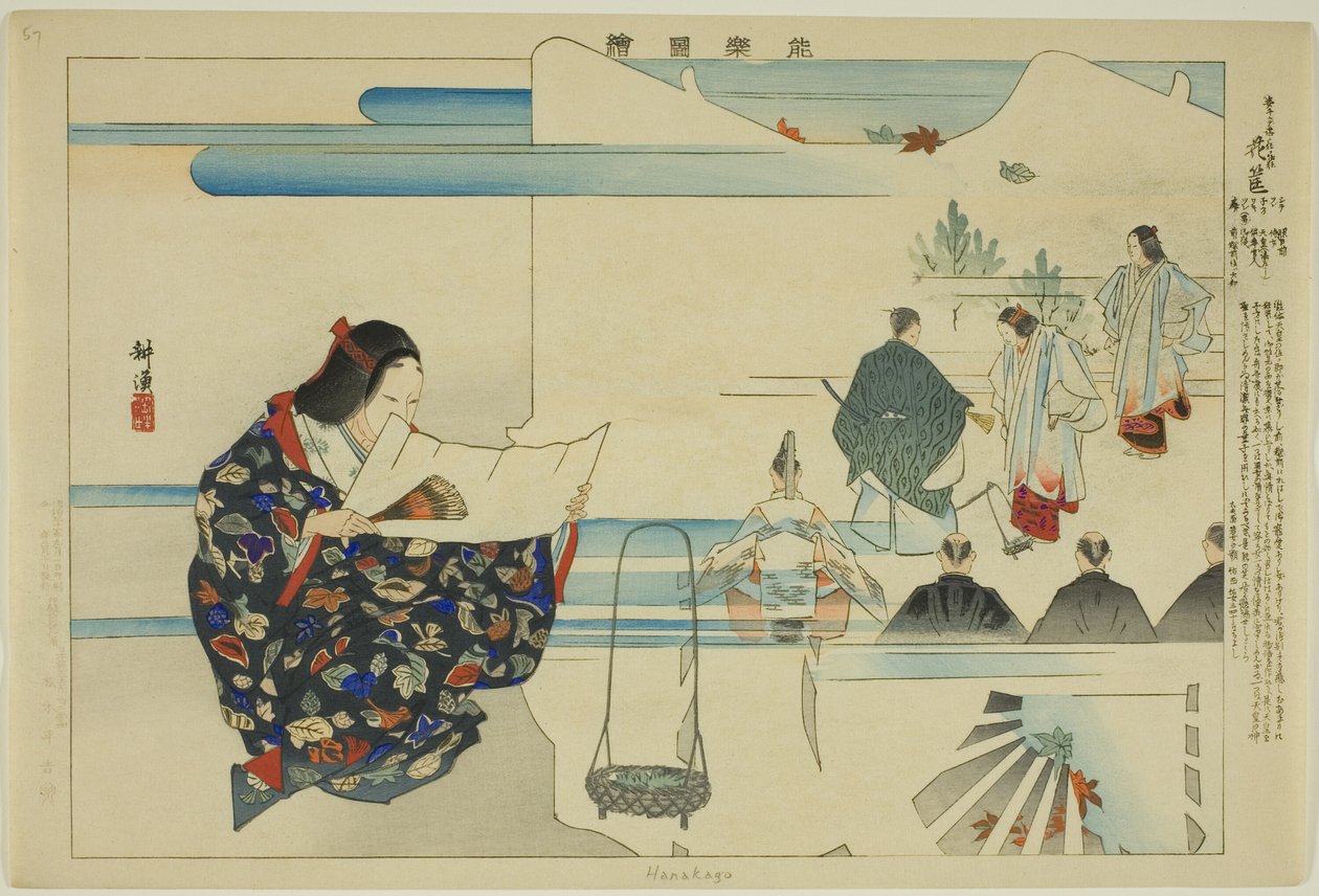 Hanakago, fra serien "Pictures of No Performances (Nogaku Zue)" af Tsukioka Kogyo