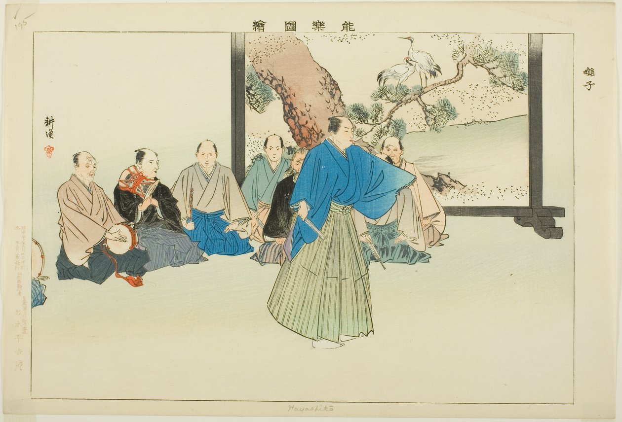 Hayashiko, fra serien "Pictures of No Performances (Nogaku Zue)" af Tsukioka Kogyo