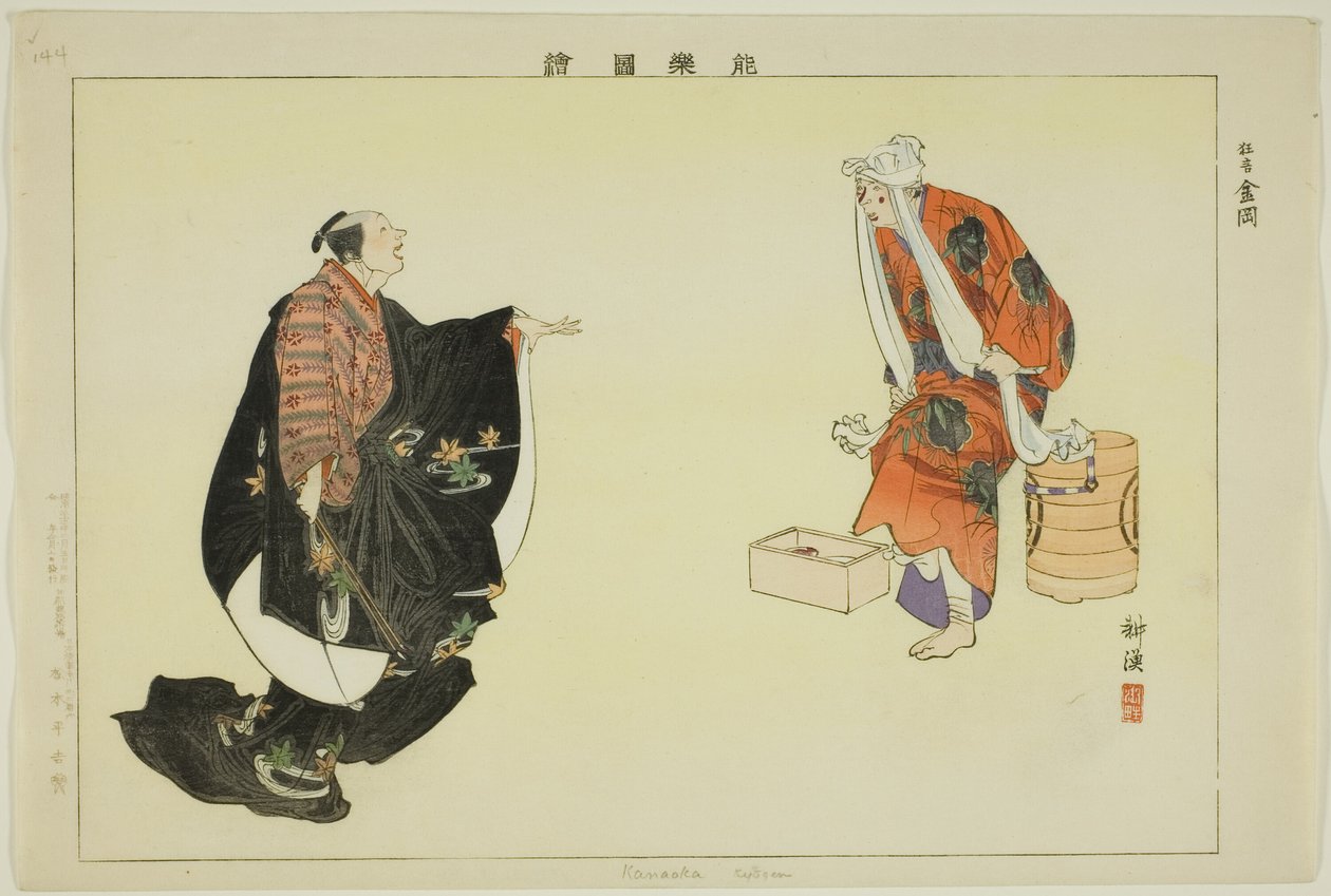 Kanaoka (Kyogen), fra serien "Pictures of No Performances (Nogaku Zue)" af Tsukioka Kogyo