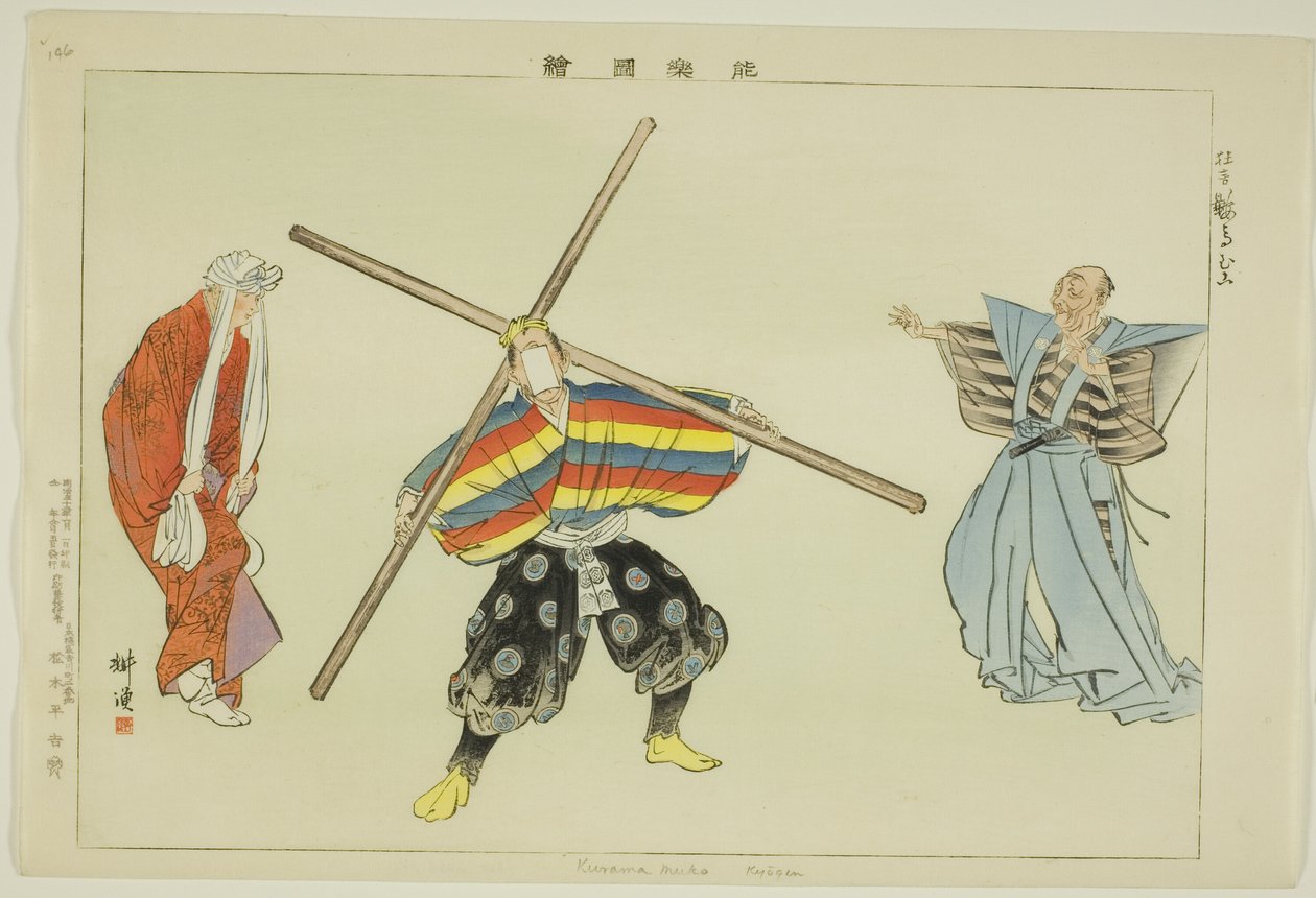 Kurama muko (Kyogen), from the series "Pictures of No Performances (Nogaku Zue)" af Tsukioka Kogyo