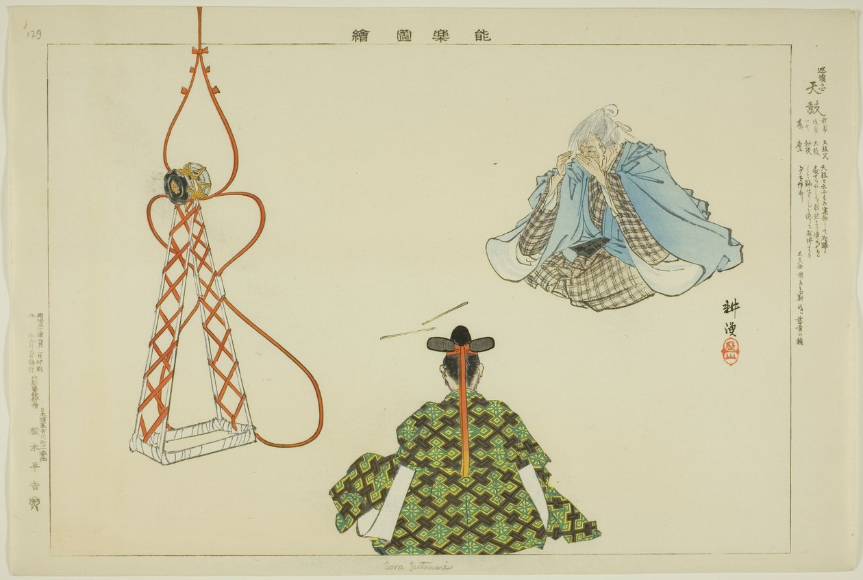 Sora Zutsumi, fra serien "Pictures of No Performances (Nogaku Zue)" af Tsukioka Kogyo