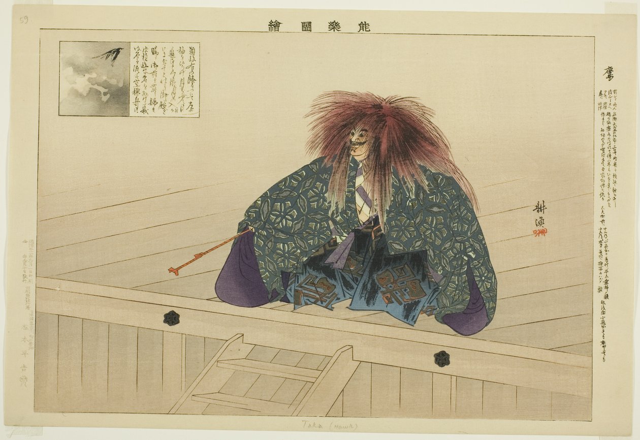 Taka eller Nue, fra serien "Pictures of No Performances (Nogaku Zue)" af Tsukioka Kogyo