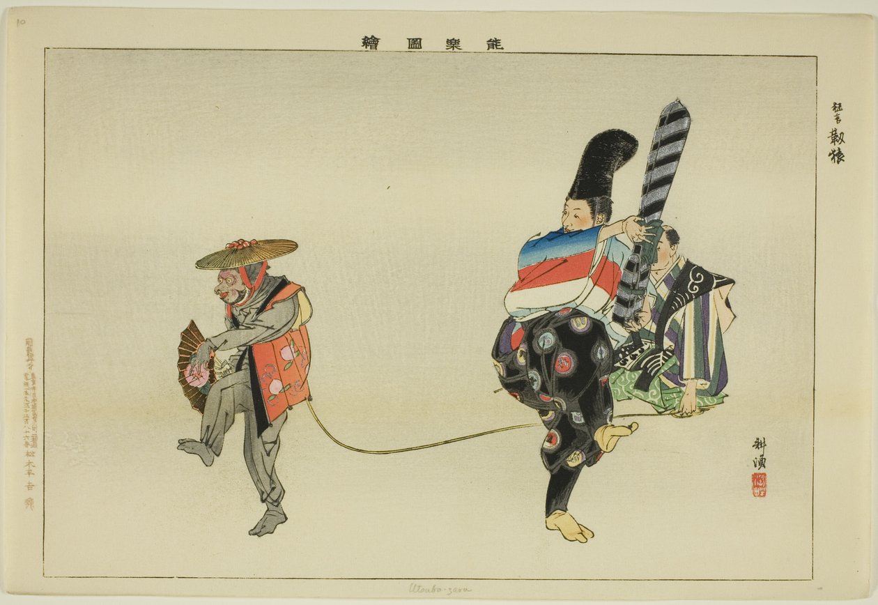 Utsubo-saru, fra serien "Pictures of No Performances (Nogaku Zue)" af Tsukioka Kogyo