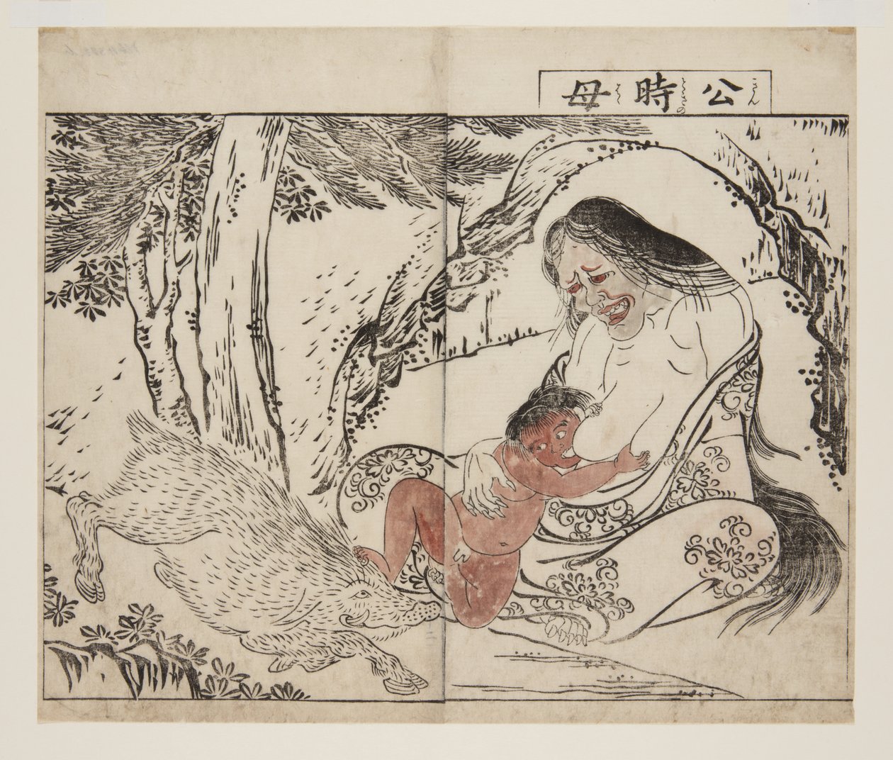 Mother of Kintoki (Kintoki no Haha) (træbloktryk i farver) af Tsukioka Settei