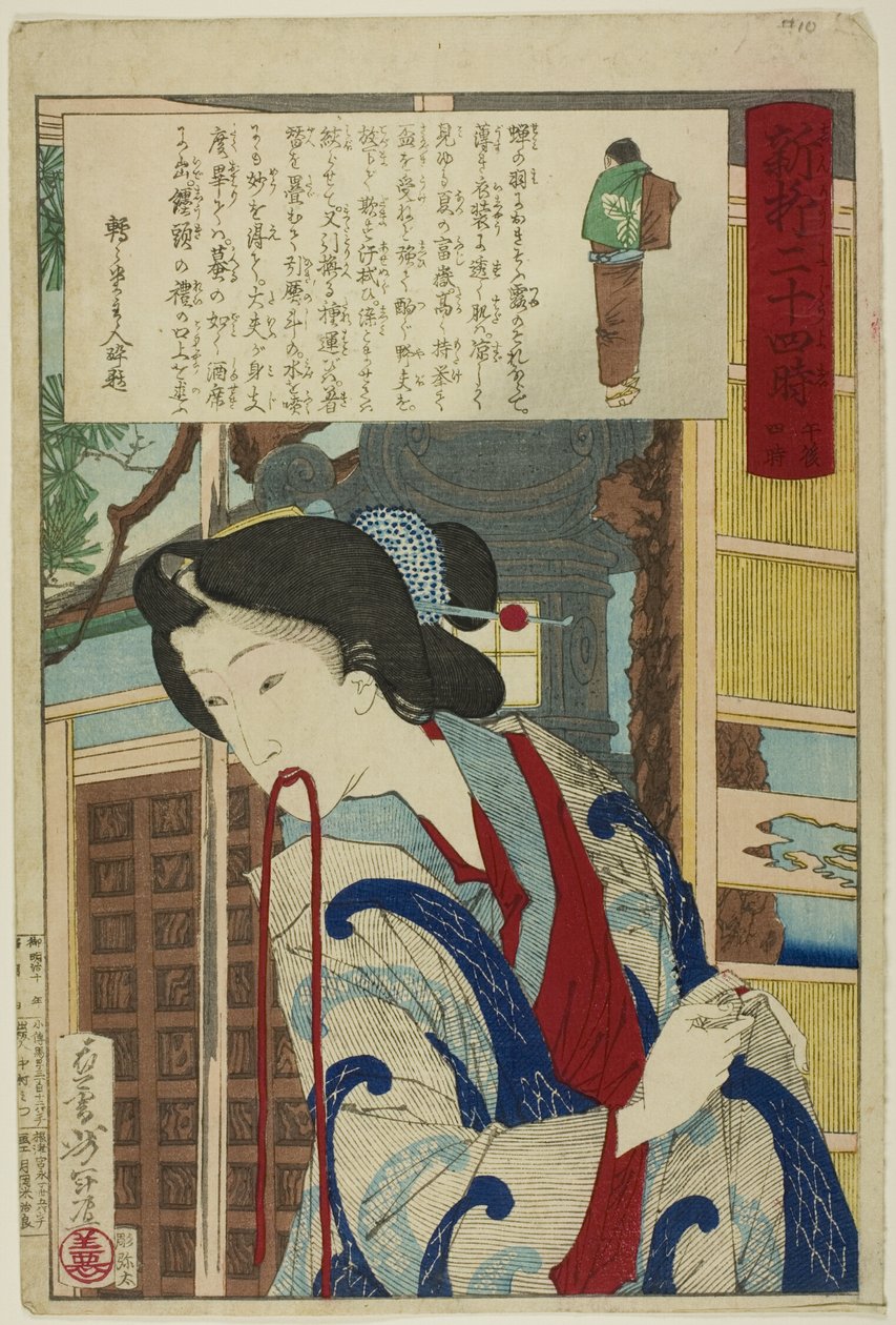 Four PM, fra serien "Twenty-Four Hours in Shinbashi and Yanagibashi" af Tsukioka Yoshitoshi