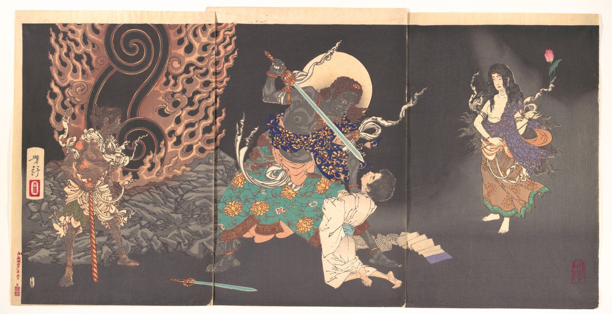 Fudō Myōō truer en novice af Tsukioka Yoshitoshi