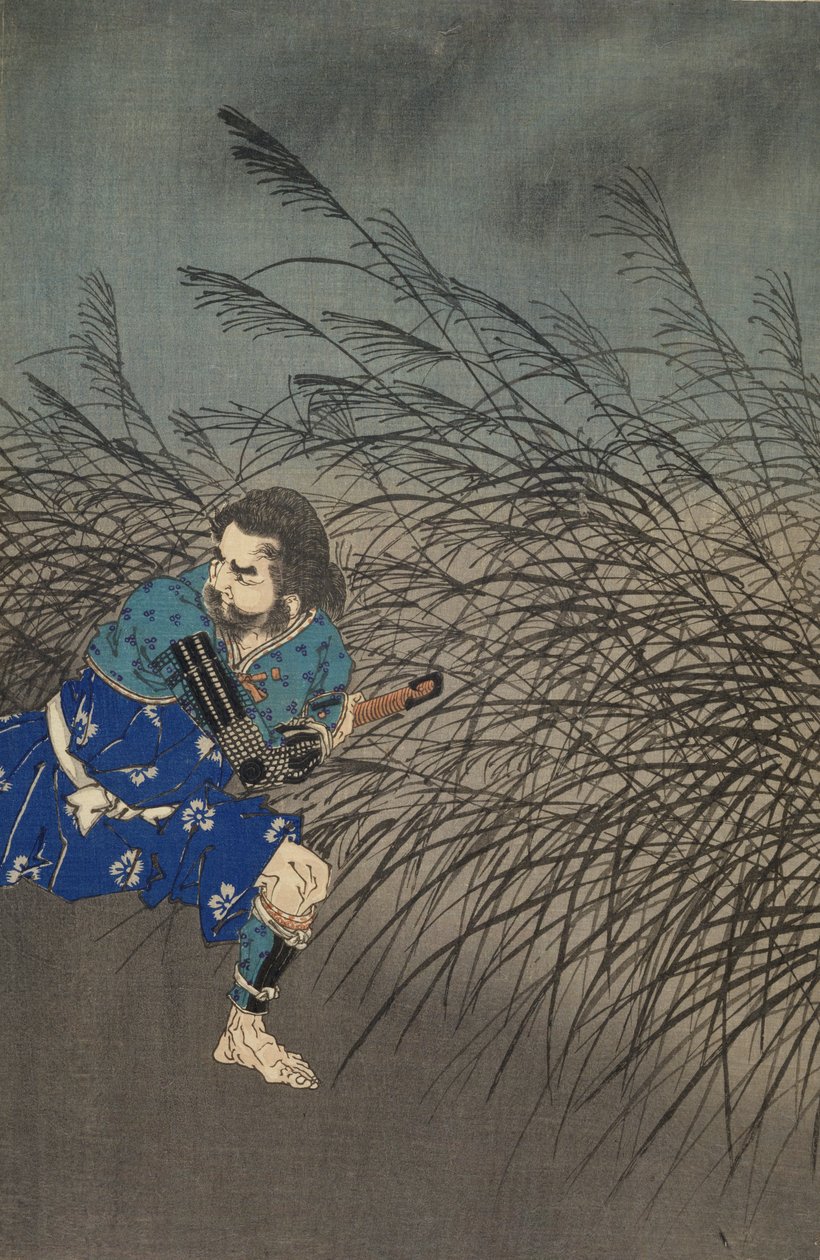 Fujiwara no Yasumasa spiller fløjte i måneskin af Tsukioka Yoshitoshi