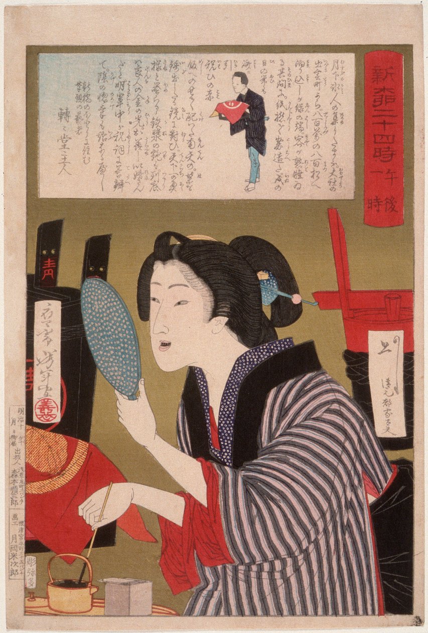 Geisha, der sortfarver tænder kl. 13.00 af Tsukioka Yoshitoshi