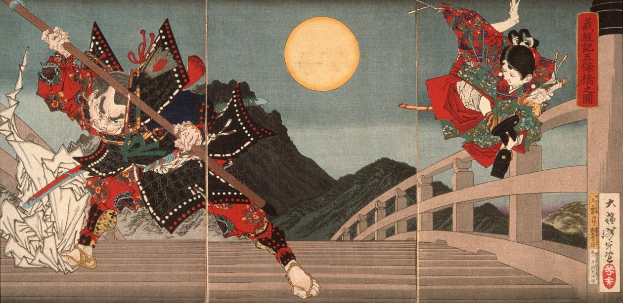 Gojō-broen, en episode fra Yoshitsunes liv af Tsukioka Yoshitoshi