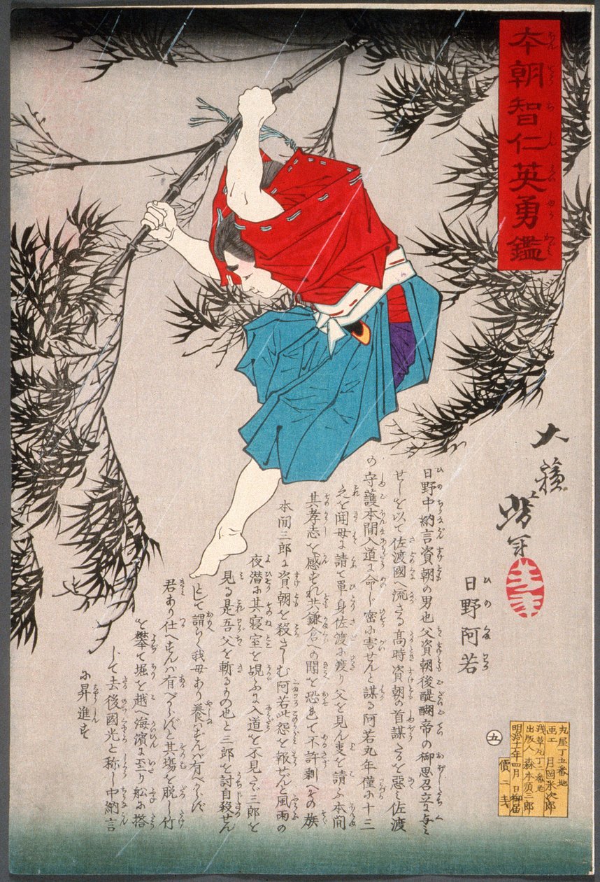 Hino Kumawaka springer fra bambus af Tsukioka Yoshitoshi