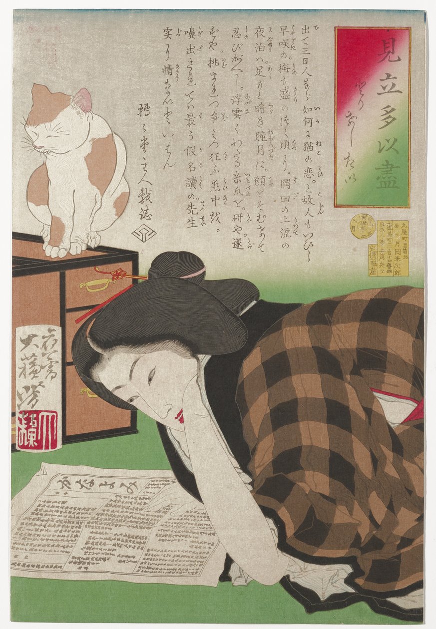 Jeg ønsker at opsige mit abonnement, januar 1878 (træbloktryk) af Tsukioka Yoshitoshi