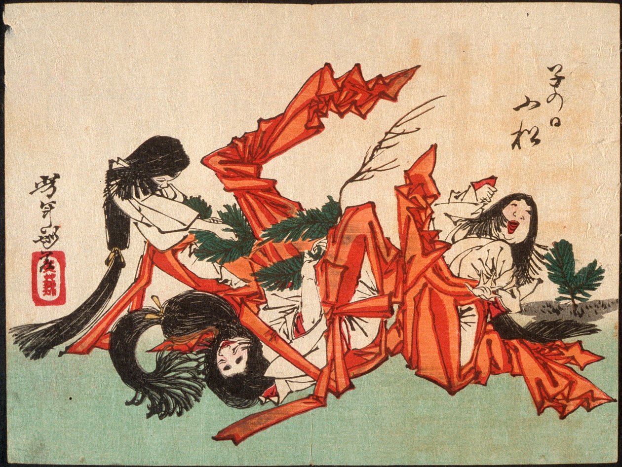 Ziehen von Kieferntrieben am Tag der Ratte af Tsukioka Yoshitoshi