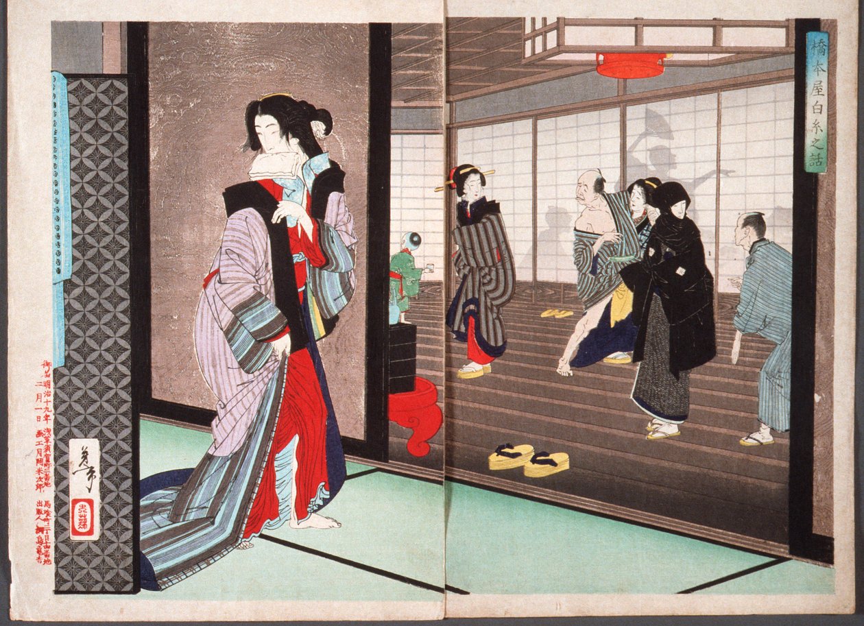 Historien om Shiraito, en kurtisane fra Hashimoto-huset af Tsukioka Yoshitoshi