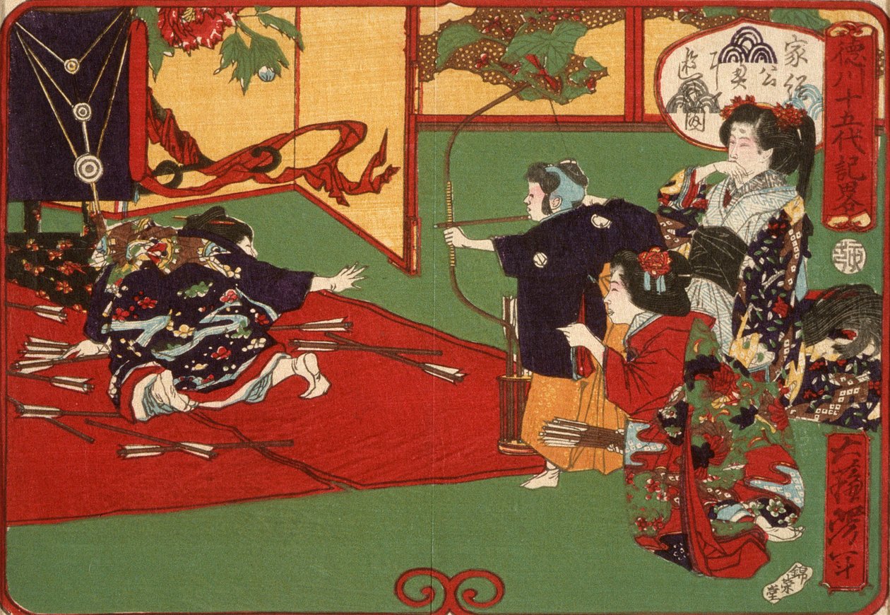 Tokugawa Ietsuga skyder med bue af Tsukioka Yoshitoshi