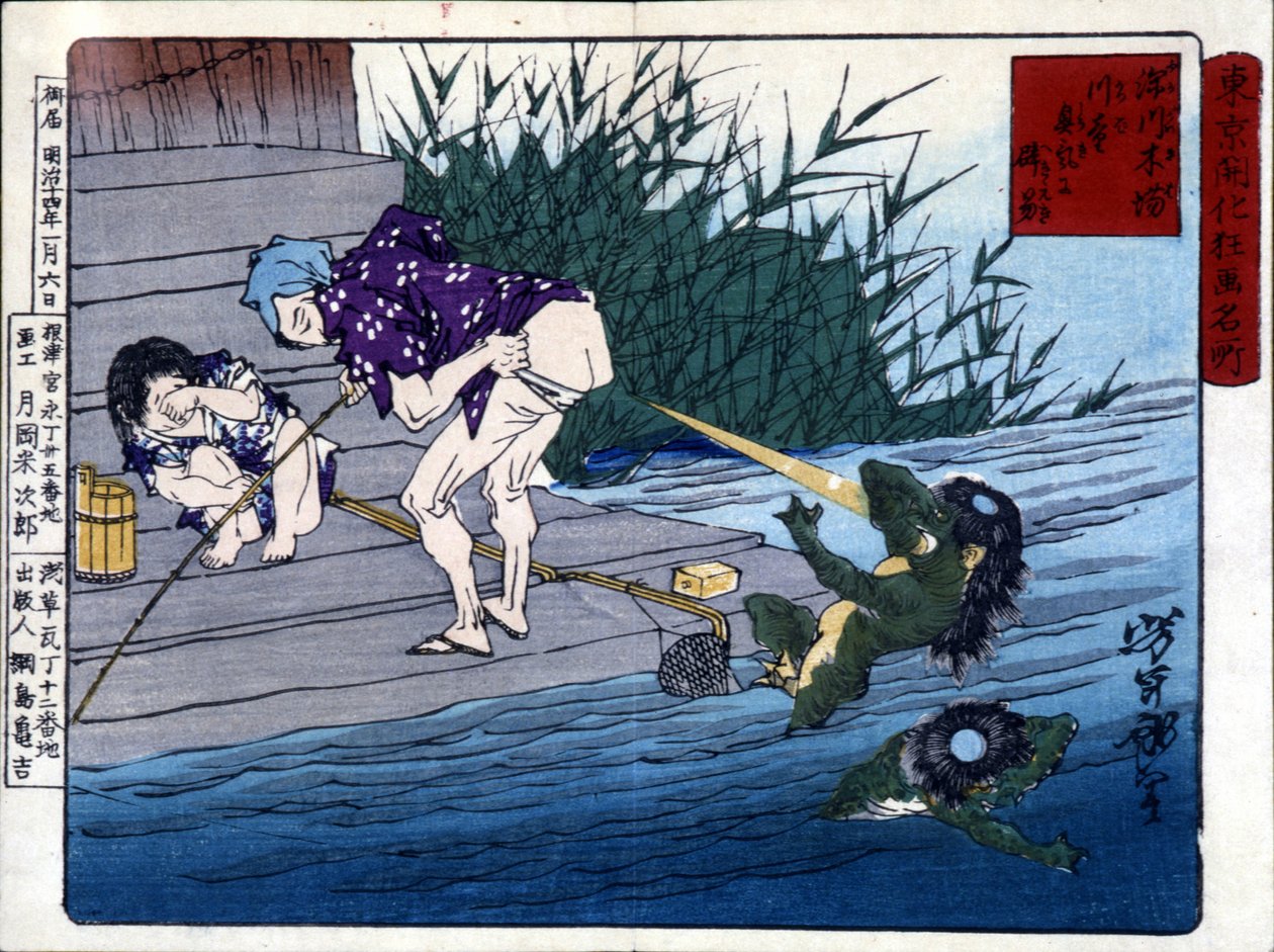 Yodo Gawakré: flodens spøgelse gætter på balderne (Kappa) af Tsukioka Yonejiro af Tsukioka Yoshitoshi