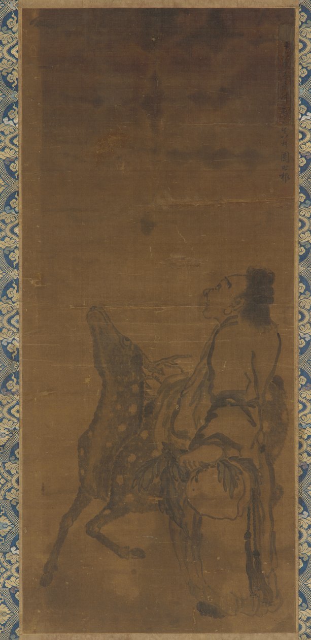 En udødelig og en hjort ser på en drage over hovedet af Tuan Shigen