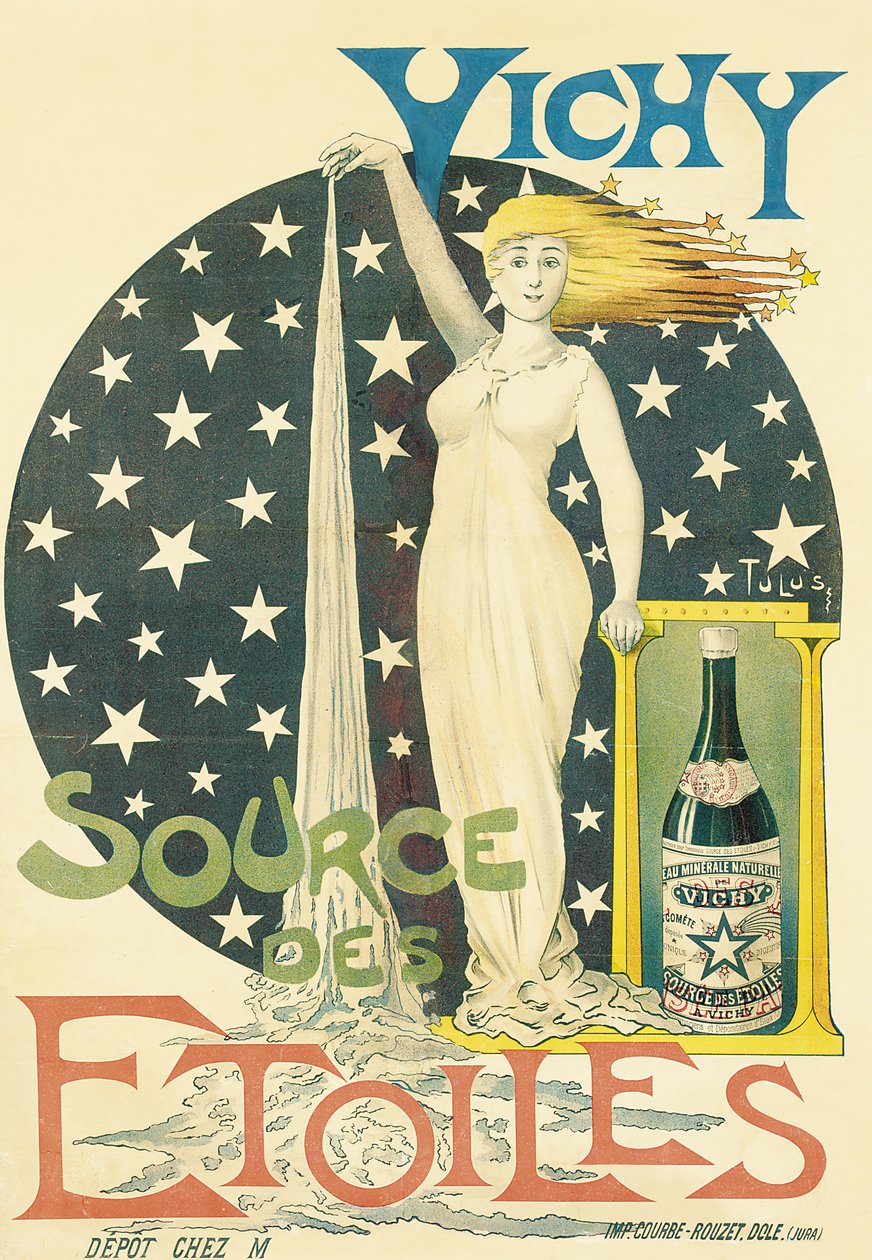 Vichy, Source of the Stars, ca. 1900 (farve litho) af Tulus Tulus