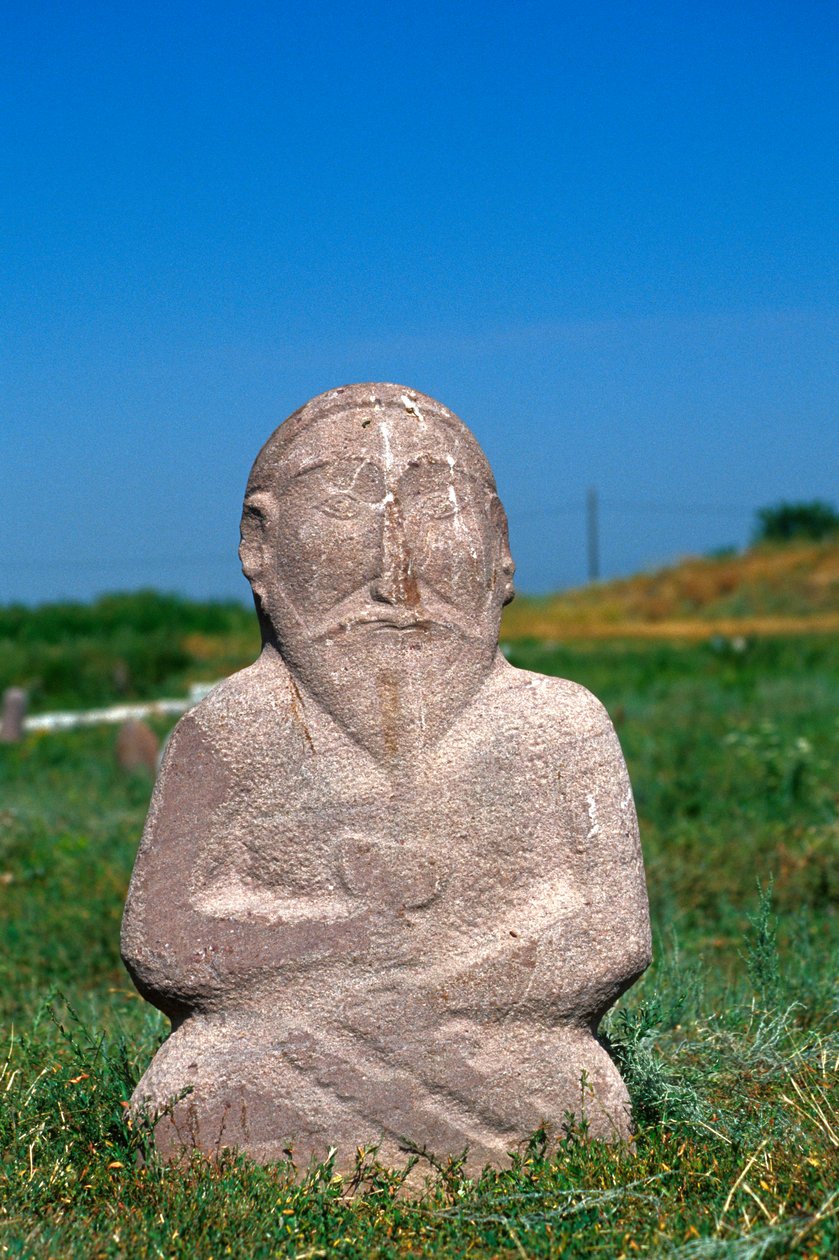 En gravsten fra det vestlige tyrkiske khanat, 6.-10. århundrede af Turkic School