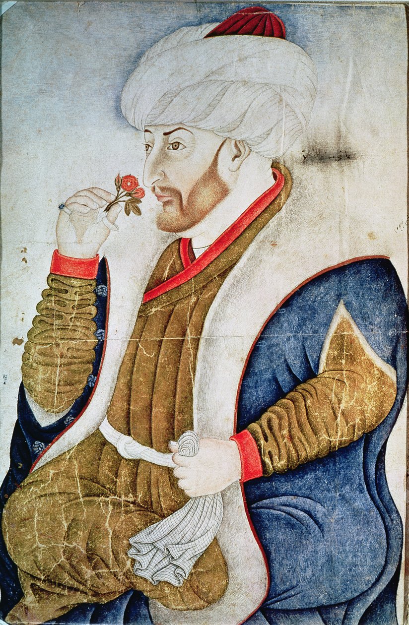 Portræt af sultan Mehmet II (1432-81) af Turkish School