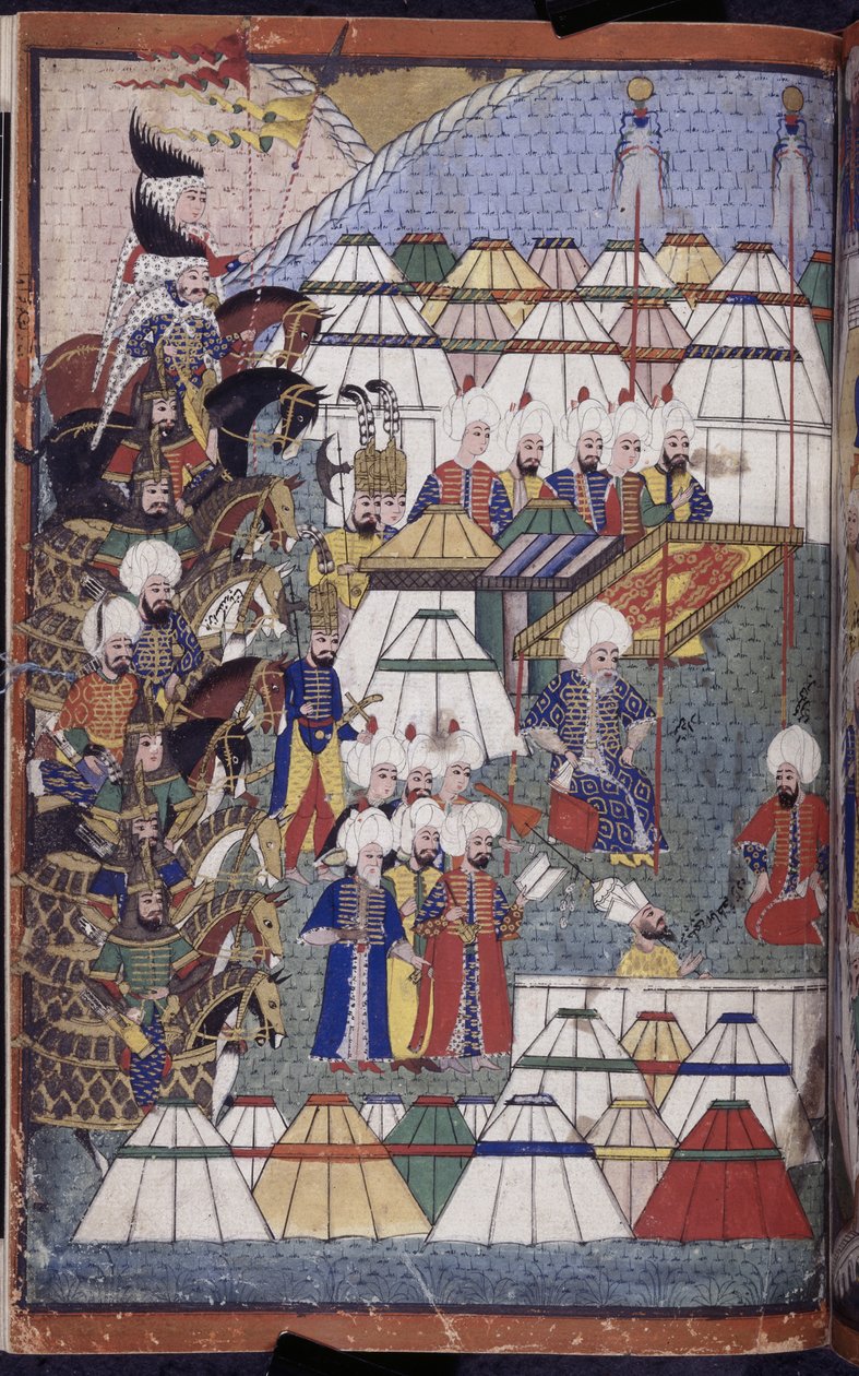 Tilføje. 22011 f.199, Lala Mustafa Pasha i lejr efter sin sejr ved Kars-Nusretname, fra 