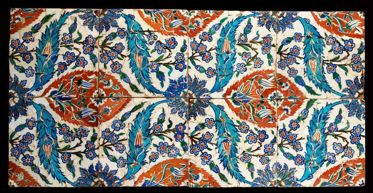 Eight composite Iznik polychrome square tiles, c.1575dani af Turkish School