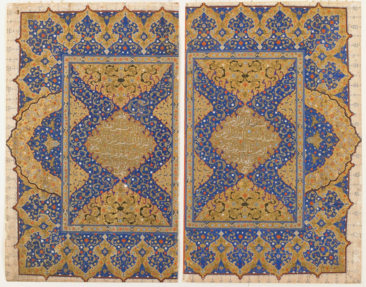 Folio fra en Koran, Tyrkiet, osmannisk periode (ugennemsigtig akvarel, blæk og guld på papir) af Turkish School