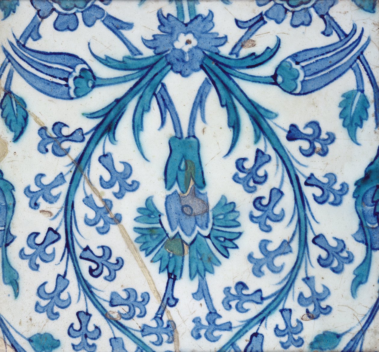 Iznik flise med blomsterdesign (lertøj med farvet underglasur) af Turkish School