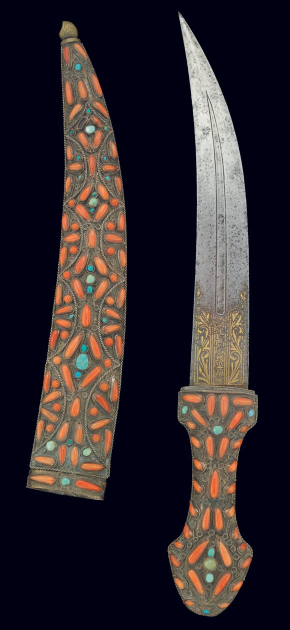 Osmannisk dolk, første halvdel af det 18. århundrede (guld damascene, koraller og turkis) af Turkish School