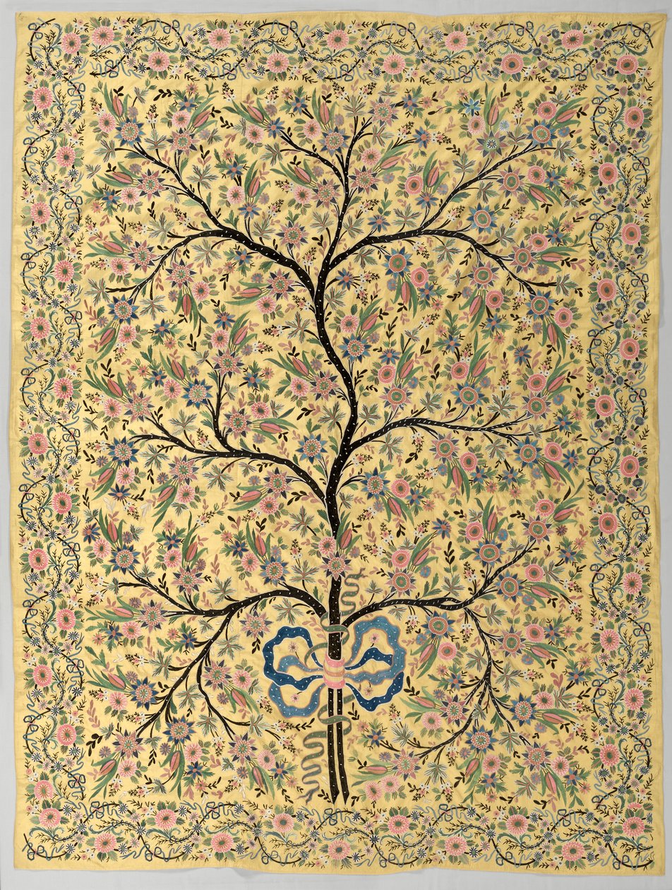 Silkeophæng med broderet livets træ, 1800-tallet af Turkish School