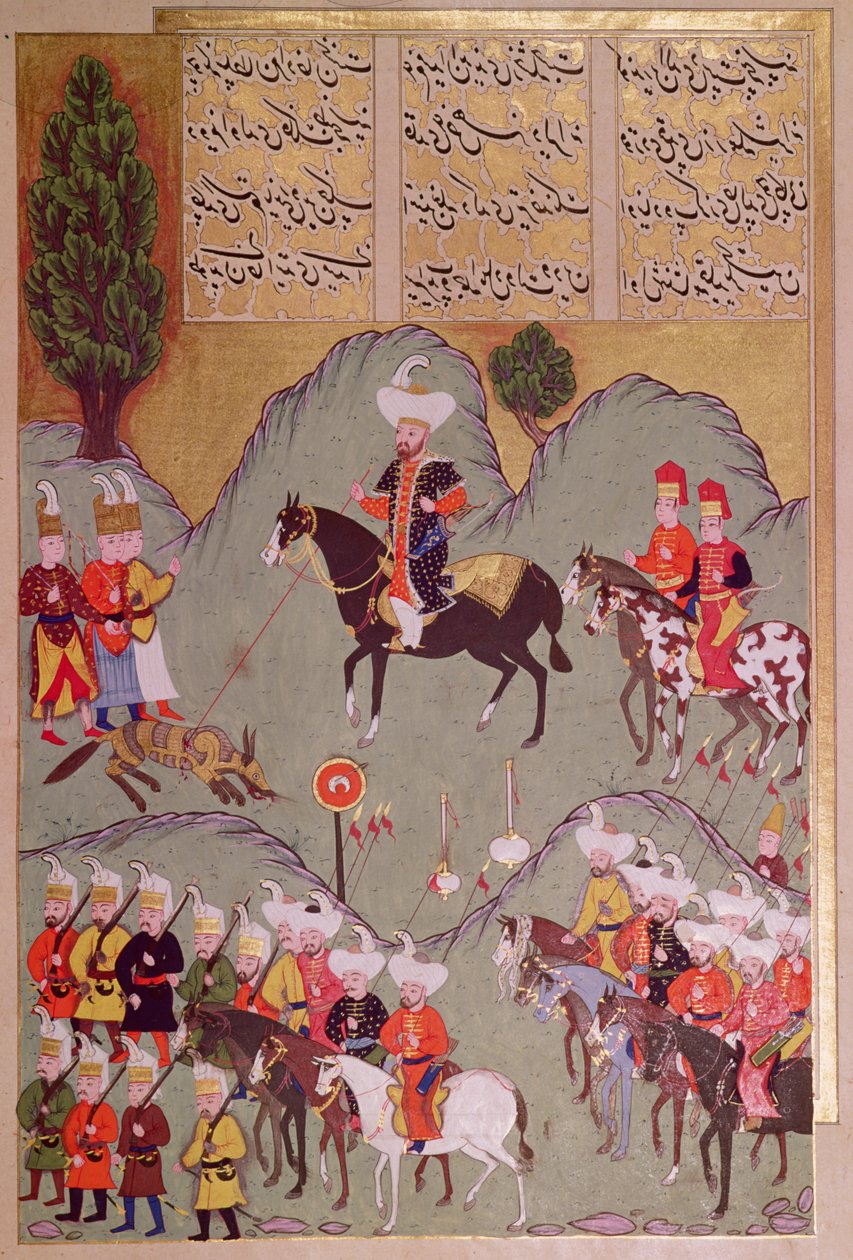 Sultan Murad I (ca. 1326-1389) jager en ulv, fra 