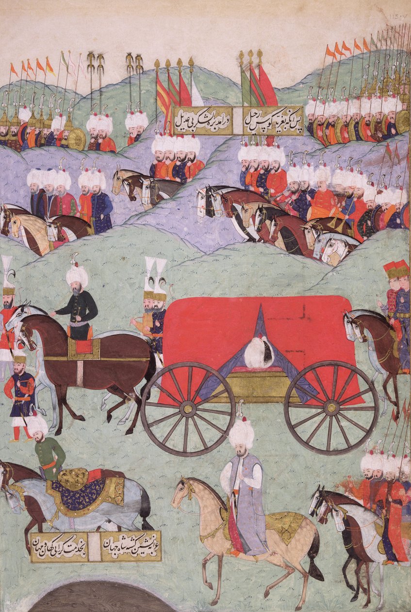 The Return of the Body of Sultan Suleyman (1521-1566) kopieret til Kings Library, Istanbul, 1579 af Turkish School